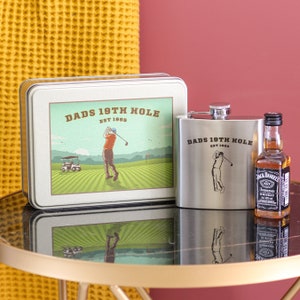 Frasco de cadera personalizado y juego de whisky Golf Green, frasco de cadera de golf, alcohol de matraz, frasco de cadera para golfista, juego de regalos de whisky, regalos del Día del Padre
