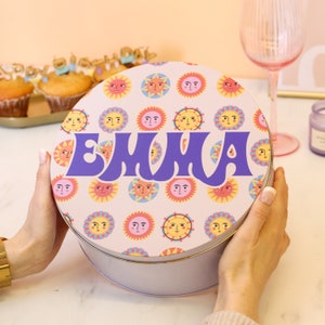 Personalised Faces Cake Tin | Premium & Customised Name Cake Storage Tin Or Biscuit Tin Makes An Unusual Gift For The Loved Ones