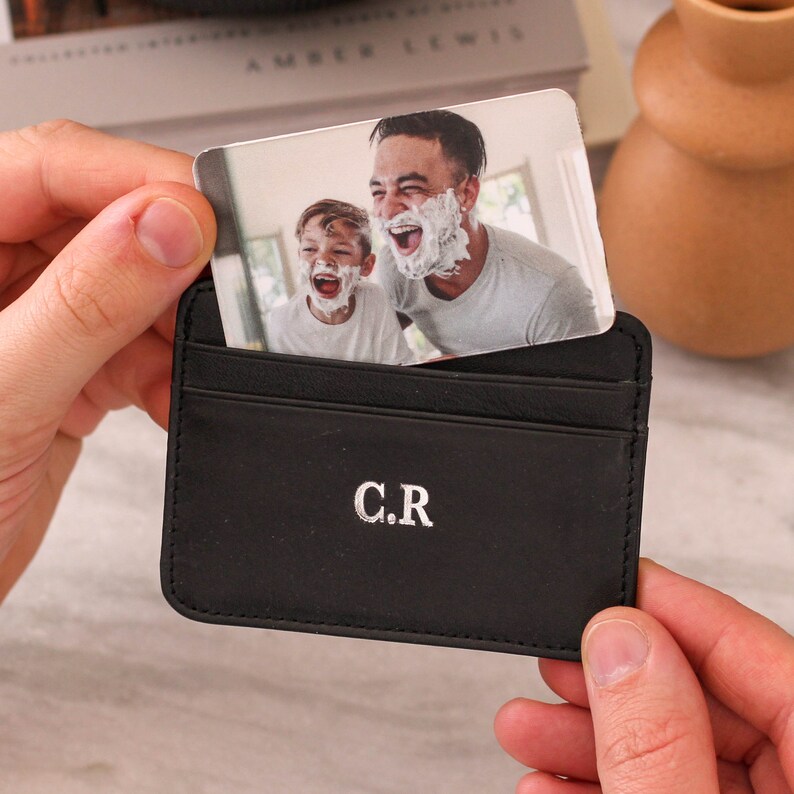 Personalised Initials Slim Credit Card Holder Premium Mens Travel Wallet or Card Holder Wallet Minimalist Wallet or Credit Card Wallet image 6