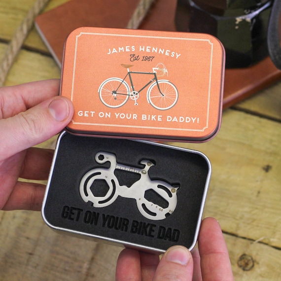 Personalised Retro Bike Multi Tool Gift Set Dad or Mum Cyclist Gift for Him  or Her Cycling Essentials Active Gift for Women or Men 