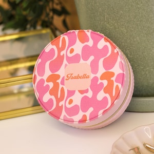 Regalo da viaggio personalizzato per portagioielli astratti, portagioielli floreale, portagioielli rosa, portagioielli da viaggio personalizzato, regalo per la mamma