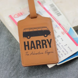 Personalised Campervan Luggage Tag, Personalised Luggage Tag, Luggage Tag Travel, Personalized Leather Luggage Tag, Custom Luggage Tag