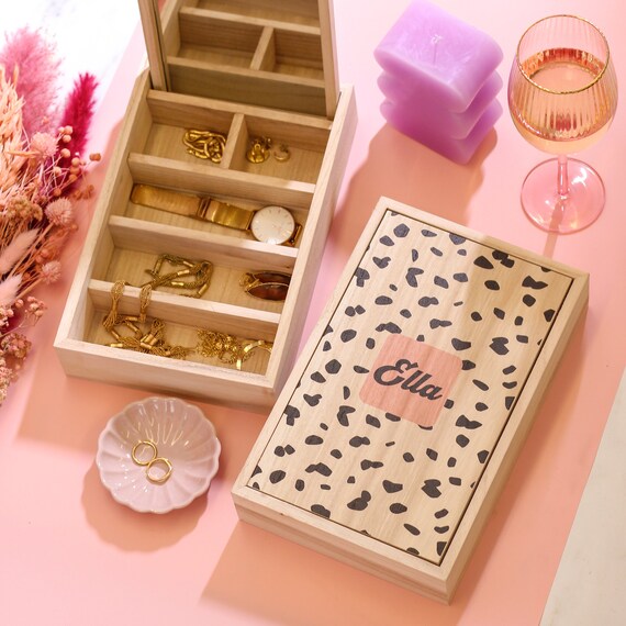 パーソナライズされたダルメシアンドット長方形ジュエリーボックス旅行