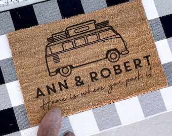 Personalised Campervan Coir Doormat, Personalized Doormat, Custom Doormat, Housewarming Gift, Welcome Mat, Camper Accessories, Coir Doormat