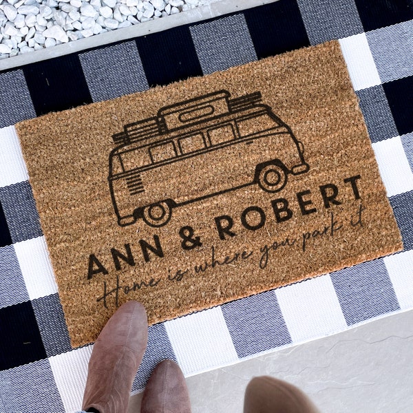 Personalised Campervan Coir Doormat, Personalized Doormat, Custom Doormat, Housewarming Gift, Welcome Mat, Camper Accessories, Coir Doormat