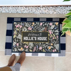 Personalised Floral Print Doormat For The Home, Custom Welcome Mat, Family Name Doormat, Floral Welcome Mat, Personalized Doormat Outdoor