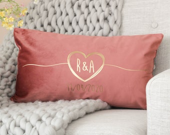 Personalised Couples Heart Velvet Cushion, Personalised Wedding Cushion, Personalised Gift Cushion, Personalised Cushion Cover, Home Decor