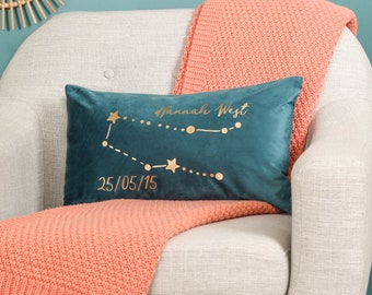 Personalised Star Sign Velvet Cushion For Her Home, Star Sign Cushion, Personalised Cushions With Name, Mothers Day Gift, Velvet Pillow Case