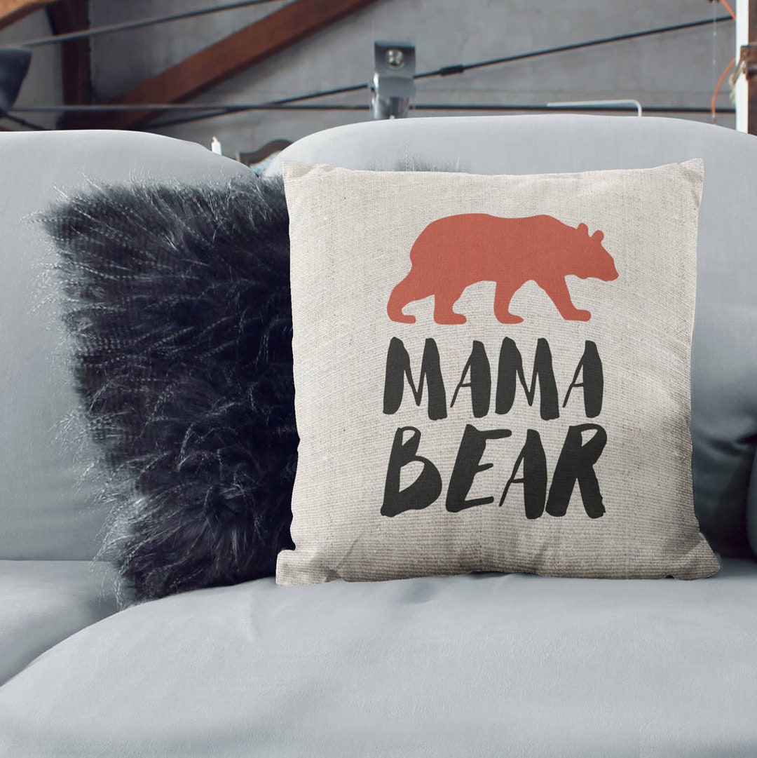 Mama Bear Cushion Bear Cushion Cover Square Pillow Cover Cushion Cover Embroidered Mothers Day Gift Cotton Cushion Cover Gift for Mum Etsy