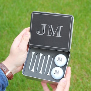 Personalised Initials Golf Balls And Tees Tin | Customised & Premium Golf Gifts For Men | Hard to Buy Gift For Men Who Have Everything