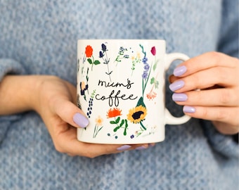 Tasse florale botanique personnalisée pour maman - Tasse personnalisée - Cadeau pour maman - Tasse pour maman - Tasse florale - Tasse avec nom - Cadeau de la fête des mères