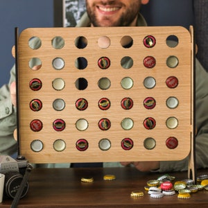 Beer Bottle Cap Collector Match Four In A Row Game, Bottle Top Collector, Beer Cap Collector, Beer Cap Display, Christmas Gift For Him