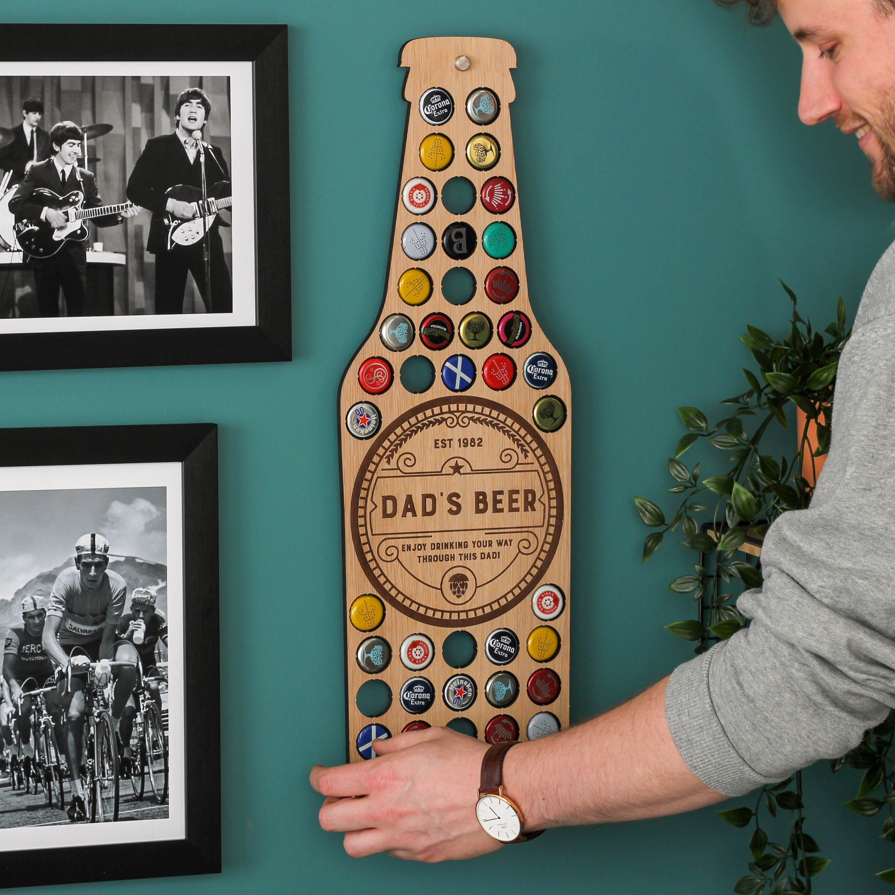 Personalised Beer Bottle Cap Collector, Beer Cap Collector, Fathers Day Gift, Man Cave Decor, Bottle Top Collector, Beer Bottle Top Holder