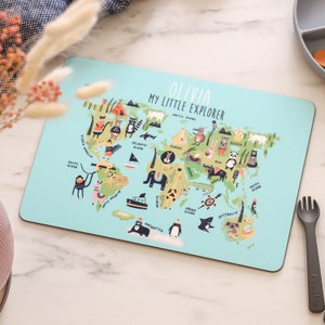 Personalisierte Kinderkarte Tischset Tischset Geschenk, individuelle Tischset, Tischset handgefertigt, Tischdekoration, Kinder-Dinner-Matte, Geschenke für Kinder