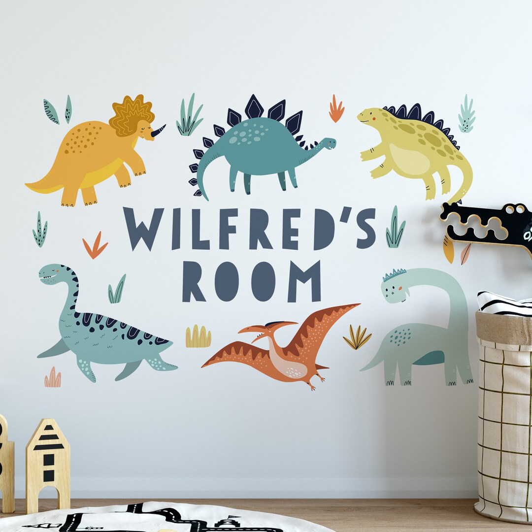 Personalised Dinosaur Bedroom Wall Sticker Kids Room, Dinosaur Wall ...