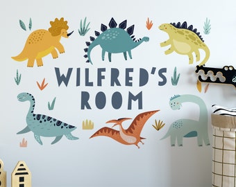 Personalised Dinosaur Bedroom Wall Sticker Kids Room, Dinosaur Wall Decal, Kids Room Decor, Dinosaur Wall Stickers, Dino Bedroom Stickers