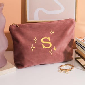Bolsa de viagem com maquiagem personalizada com estrelas, presente para sua casa, bolsa de cosméticos com monograma, bolsa de maquiagem para madrinhas, bolsa de mão de couro feminina