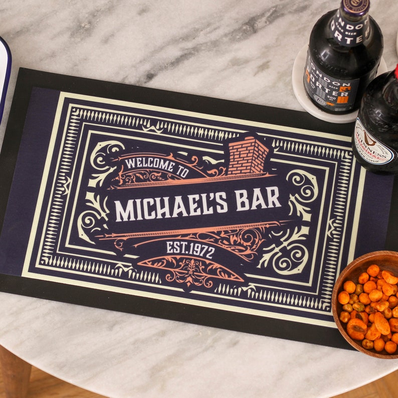 Personalised Brewery Bar Runner Gift For Dad's Home Bar Customised Man Cave Accessories or Bar Mats for Home Pub Personalised Beer Mats image 5