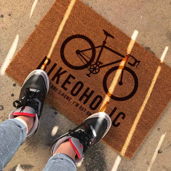 Custom Bike Coir Door Mat, Personalized Doormat, Housewarming Gift, Custom Doormat, Welcome Mat, New Home Gift, Front Doormat, Home Decor