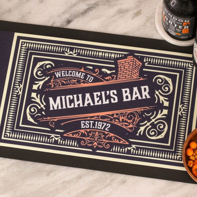 Personalised Brewery Bar Runner Gift For Dad's Home Bar Customised Man Cave Accessories or Bar Mats for Home Pub Personalised Beer Mats image 3