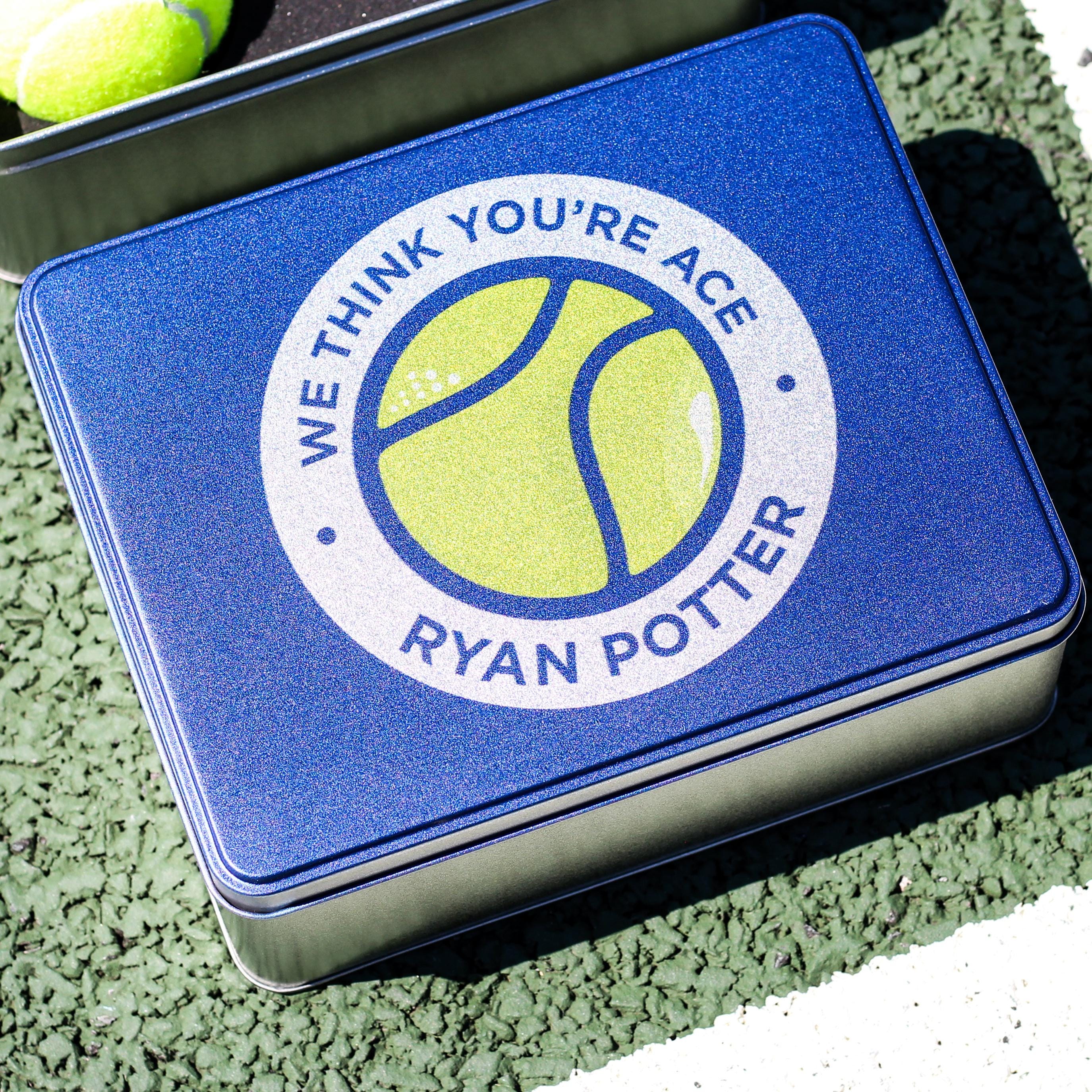 Personalised Tennis Ball Tin With Hip Flask Gift For Him, Stainless Steel Hip Flask, Teacher Retirement Gift, 50th Birthday Gift For Men,