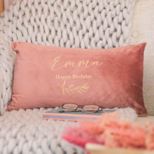 Personalised Name Floral Velvet Cushion Gift For Her, Customised Pillow Cases, Scatter Cushion Cover, Custom Made Pillow, Gift For Her