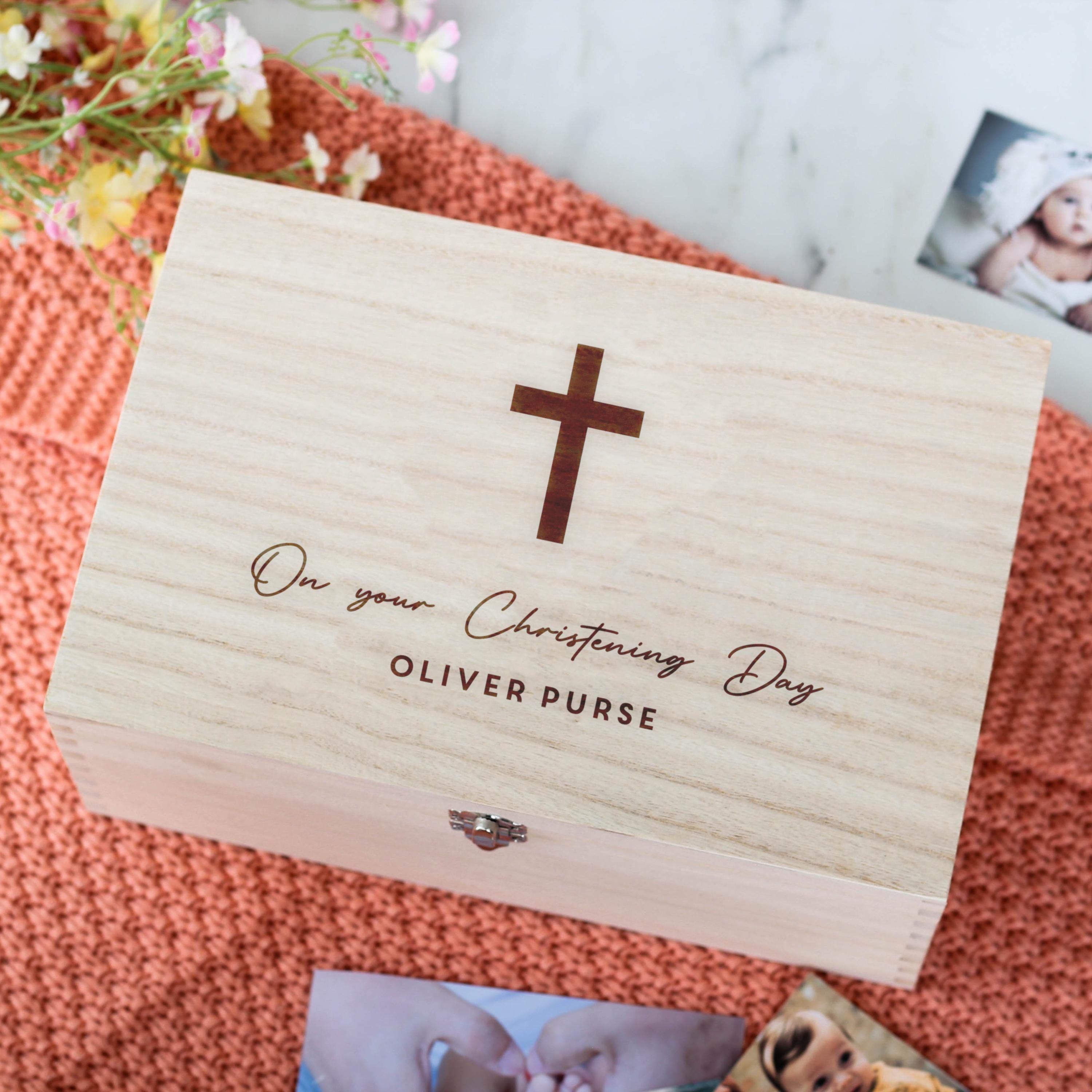 Personalised Christening Keepsake Box Gift For Baby Or Child With Engraved Cross Christening Keepsake Baptism Gift Keepsake For children