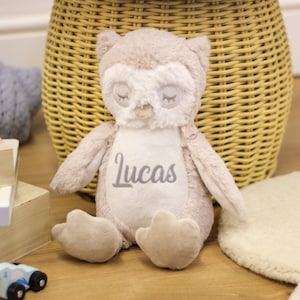 Personalised Owl Teddy Bear Toy Gift For Baby, Soft Plush Cuddly Gift For Babies, Custom Name Stuffed Animal, Custom Teddy Bear, Baby Gift