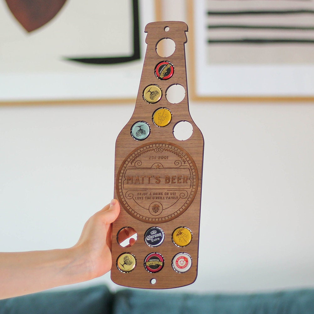 Personalised Beer Bottle Cap Collector, Beer Cap Collector, Fathers Day Gift, Man Cave Decor, Bottle Top Collector, Beer Bottle Top Holder