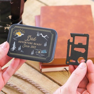 Personalised Camping Adventure Travel Tool And Tin Set, Personalised Multi Tool, Camping Multitool, Camping Diy Set, Fathers Day Gifts