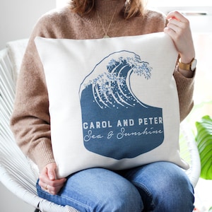 Personalised Wave Cushion, Cushion Covers Personalised, Wave Cushion, Personalised Cushions With Name, Waves Cushion Cover, Birthday Gift