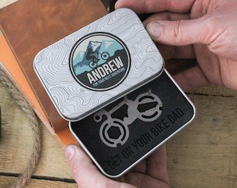 Personalised Mountain Bike Cycling Travel Tool Gift For Dad - Cyclist Gift for Him - Cycling Essentials