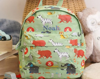 Personalised Jungle Animals Children's School Back Pack, Backpack For Kids, School Travel Bag, School Bag Kids, Gift For Kids
