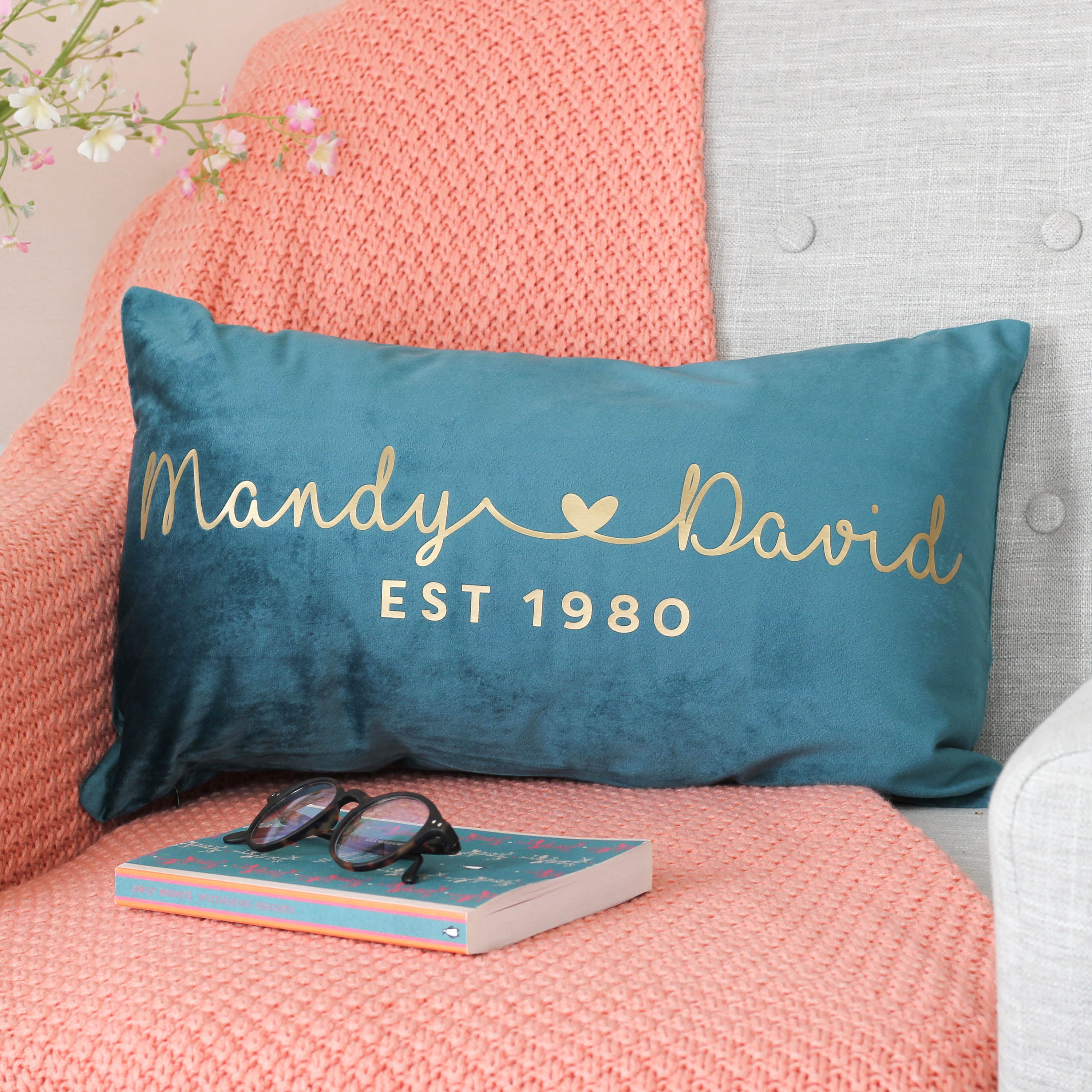 velvet personalised cushion