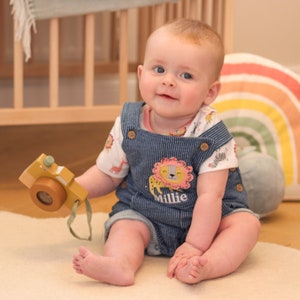 Personalised Baby Lion Dungarees Set For Girl, Baby Girl Dungarees, Toddler Dungarees, Baby Shower Gift, Baby Outfit, Dungarees Pattern