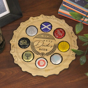 Personalised Dad&#39;s Beer Coaster Gift For Father&#39;s Day | Customisable Cap Collector Beer Mats For Home Bar | Personalised Coasters For Dad