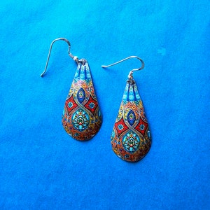 Orecchini fatti a mano in stile turco, fili per orecchini in argento Sterling. Latta leggera impermeabile di qualità, NON carta o legno verniciati