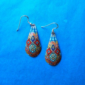 Turkish Style Earrings Lightweight Tin Beautiful coloured Earrings Sterling silver Ear Wires. Anniversary Gift