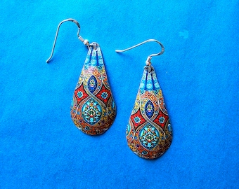 Turkish Style Earrings Lightweight Tin Beautiful coloured Earrings Sterling silver Ear Wires. Anniversary Gift