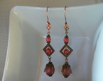 Red, bronze and copper earrings