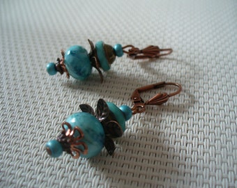 Bronze, copper and turquoise earrings
