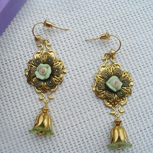 Earrings gold, bronze and vertes image 3