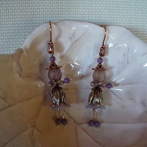 Koper en violet &quot;Little Doll&quot; oorbellen