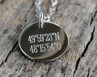 Koordinatenkette,Familienkette,Kindername ,verstellbare Länge von 45-50cm, Edelstahl Kette,personalisiert,Namenskette, Gravurkette,