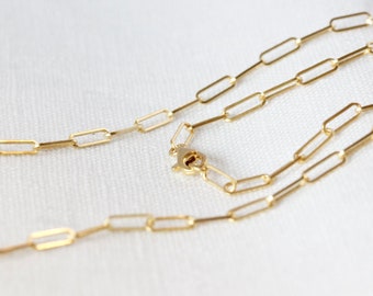 925 gold-plated gold chain with large links, anchor chain 45 cm long, 3.2 mm silver 925, paper clip chain, bicycle chain,