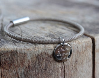 Leather bracelet engraving bracelet name bracelet personalized bracelet with pendant children's name engraving, nappa leather bracelet, initials engraving