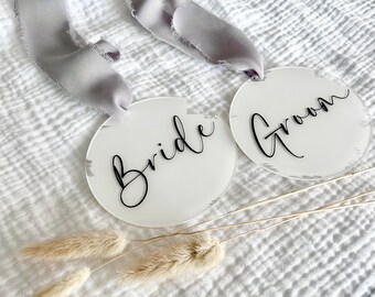 Bridal Party Acrylic Tags, Custom Bridal Party Tags, Acrylic Bridal Party Tags, Bridal Party Gifts, Hanging Bride and Groom Tags