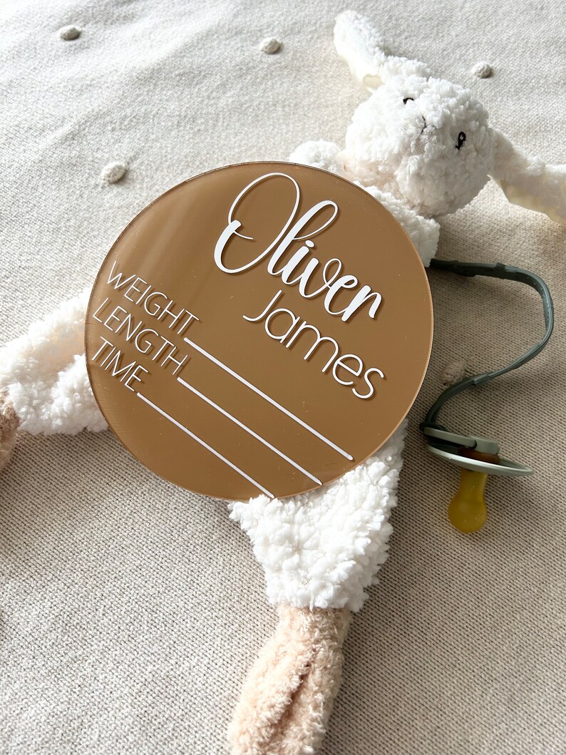 Baby Birth Announcement Sign, Custom Acrylic Baby Name Announcement, Birth Announcement Plaque