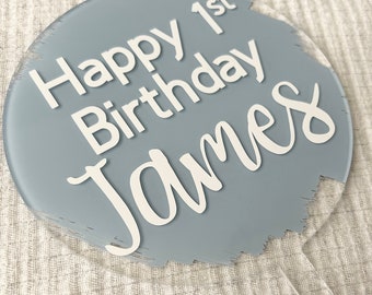 Birthday Cake Topper, Acrylic Cake Topper, Circle Cake Topper