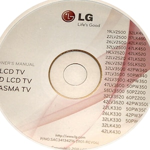 LG - 2011 Owner&#39;s Manual CD-Rom Disk for L.C.D T.V, L.E.D/L.C.D TV, Plasma T.V - New Sealed